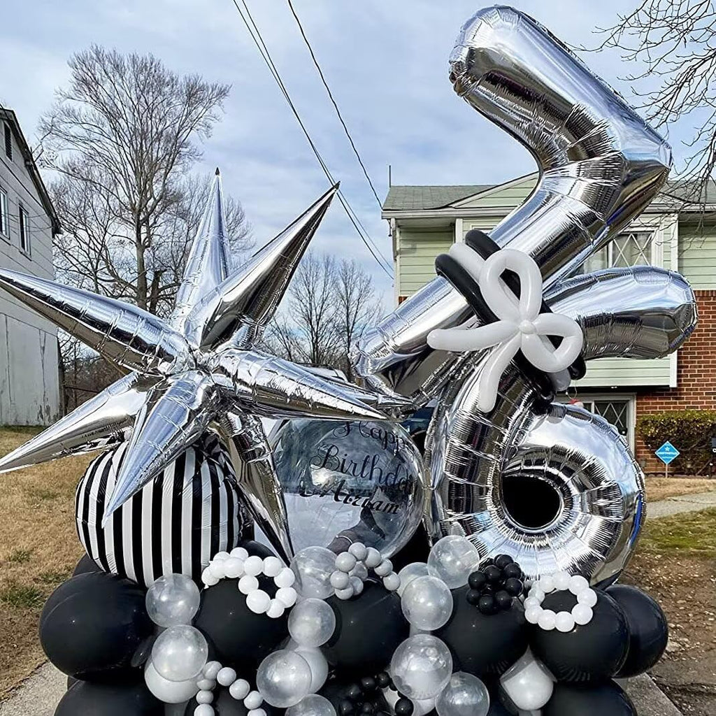 LVMOQIQIU Silver Number Balloons – 40in Foil 37 & 73 for Birthday & Wedding Decor