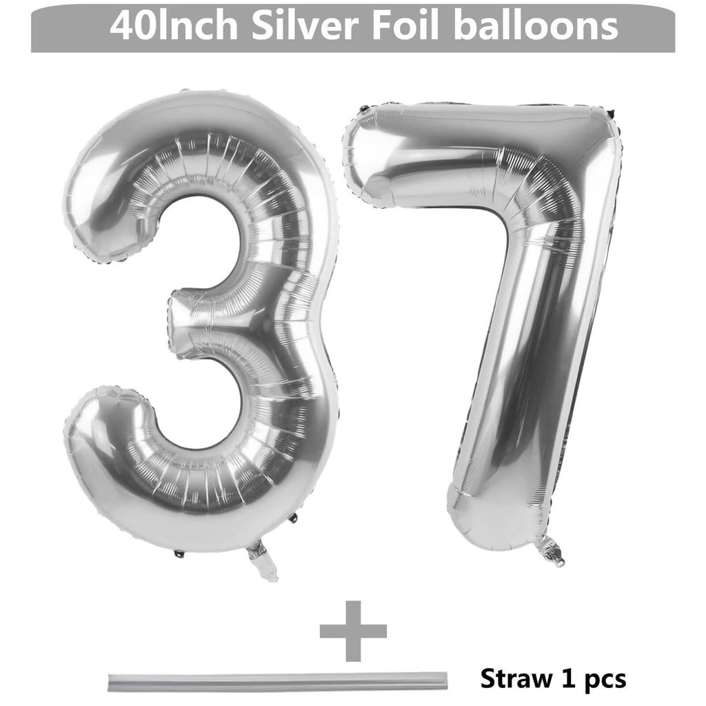 LVMOQIQIU Silver Number Balloons – 40in Foil 37 & 73 for Birthday & Wedding Decor