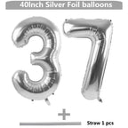 LVMOQIQIU Silver Number Balloons – 40in Foil 37 & 73 for Birthday & Wedding Decor