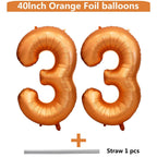 LVMOQIQIU 40-Inch Orange Foil Number 33 Balloons for Birthdays & Events