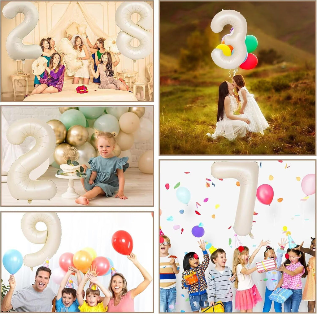 LVMOQIQIU 40-Inch Cream White Foil Number Balloon – Large Numeral Balloons for Weddings, Birthdays, and Celebrations