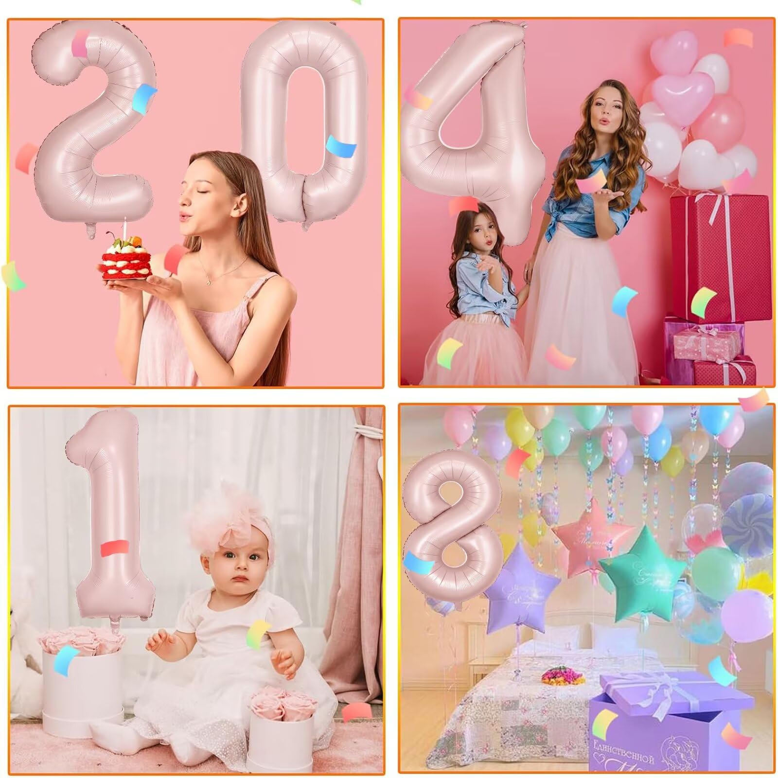LVMOQIQIU 40 Inch Light Pink 60-Number Balloon | Matte Pink Large Foil Balloons for Birthday, Wedding & Party