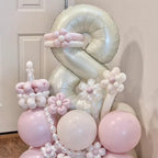 LVMOQIQIU Cream White 40-Inch Foil Number Balloons – 13/31 Set for Birthday, Wedding & Anniversary