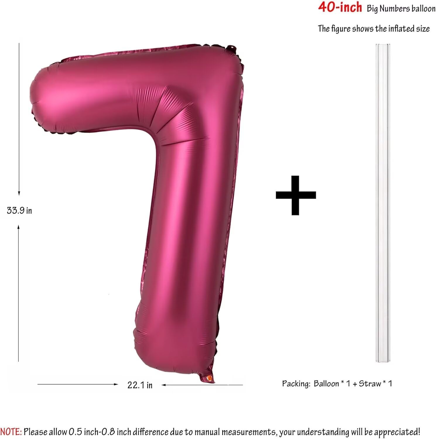 LVMOQIQIU 40 Inch Burgundy 37 Number Balloons - Large Foil Number 37 for Birthday, Wedding, Anniversary