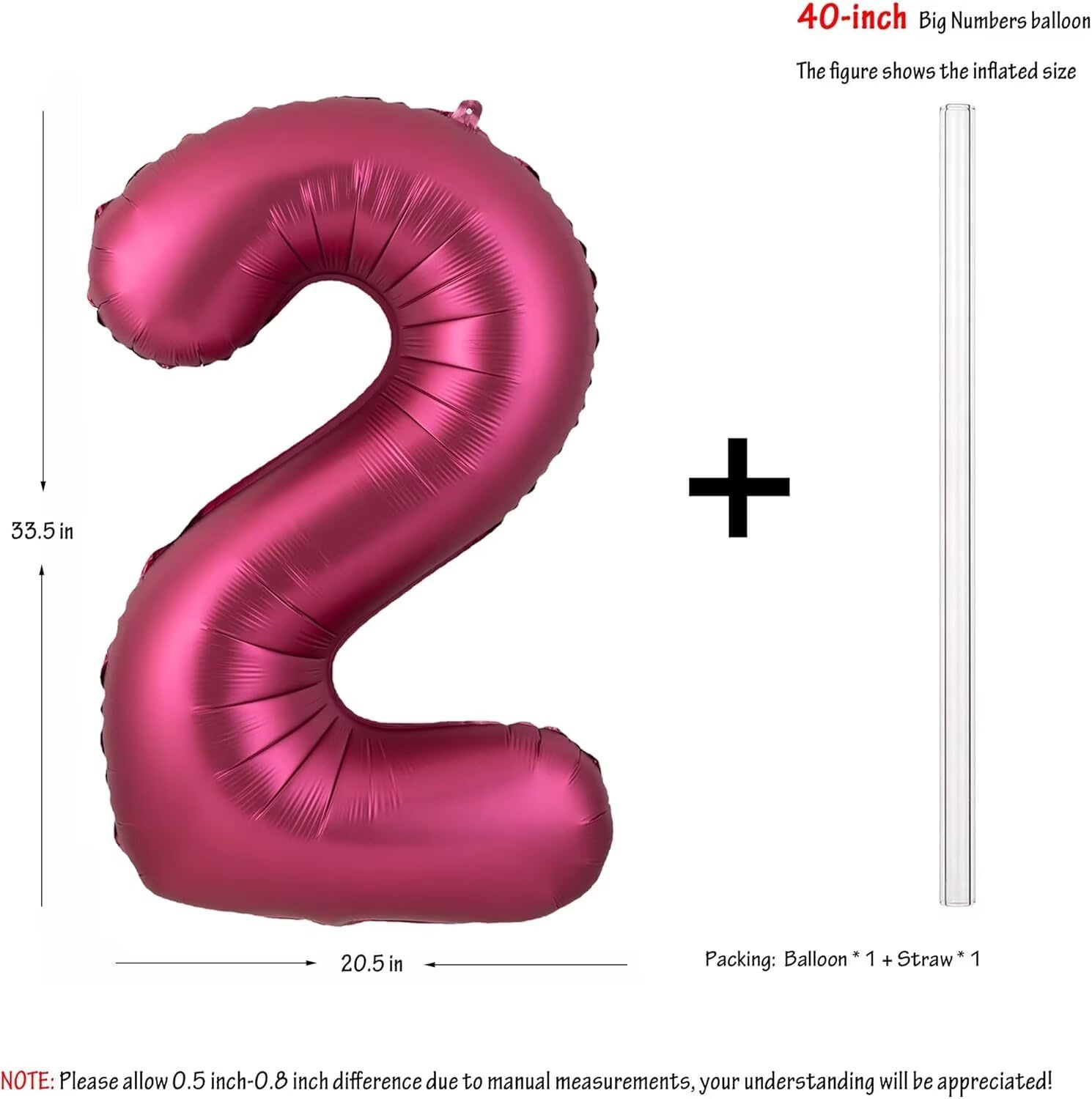 LVMOQIQIU 40-Inch Burgundy Foil Number Balloons (23 & 32) for Birthday, Wedding, Anniversary Party