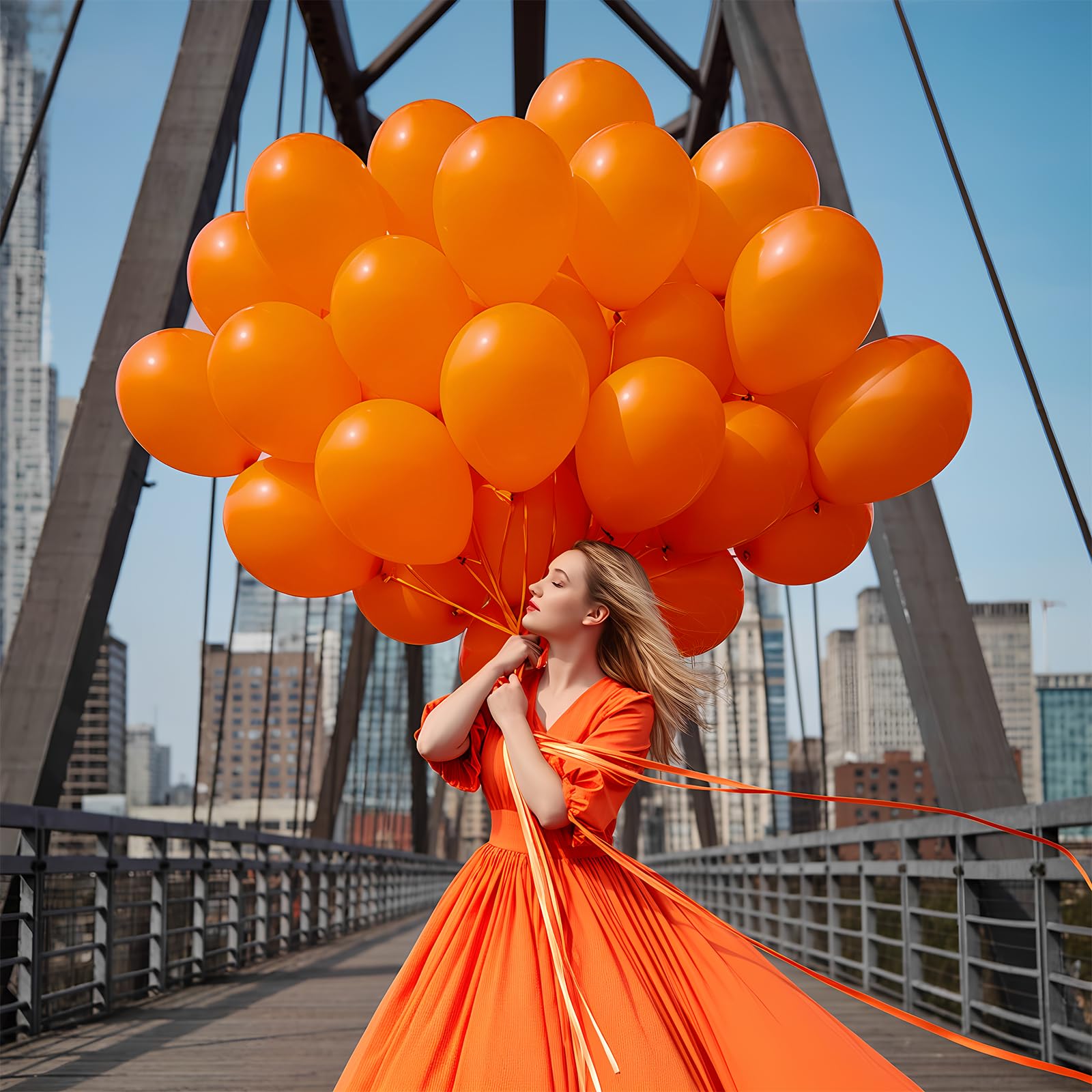 LYNSP Orange Balloons 100-Pack – 12-Inch Extra Thick Latex for Party Decor