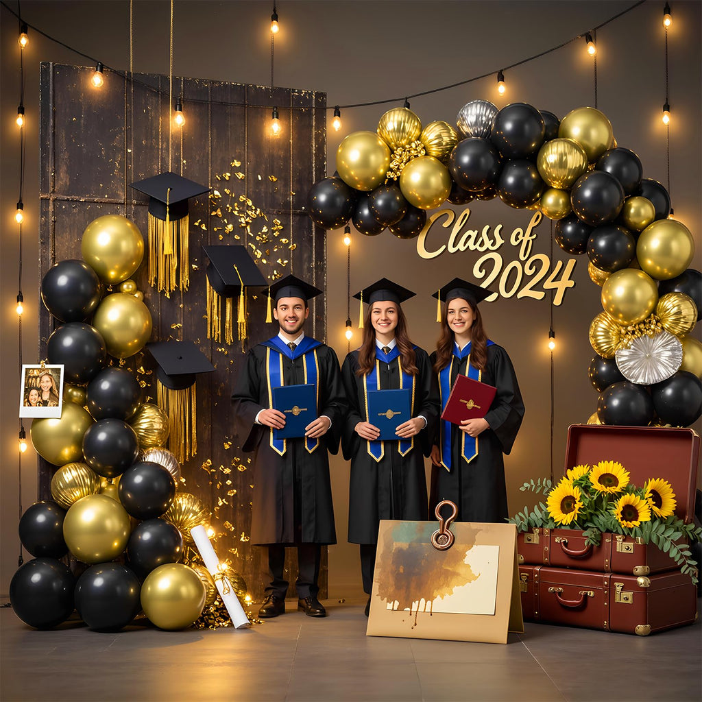 LYNSP Black & Gold Balloons 100 Pack - 12-Inch Metallic Chrome Latex for Parties