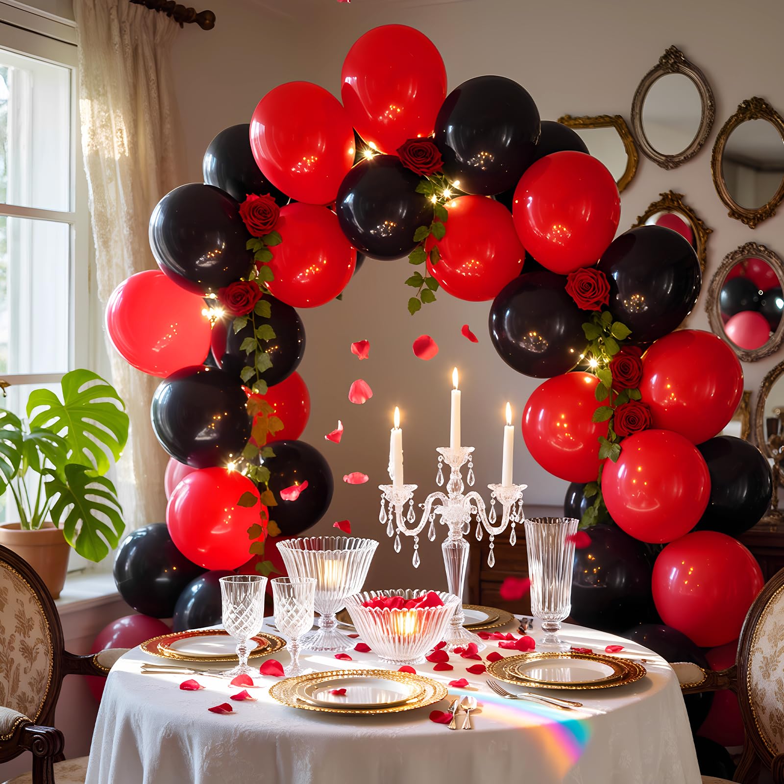 LYNSP Red & Black Balloons Pack – 100 Count, 12 inch Latex Balloons for Parties