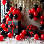LYNSP Red & Black Balloons Pack – 100 Count, 12 inch Latex Balloons for Parties