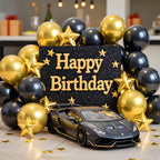 LYNSP Black & Gold Balloons 100 Pack - 12-Inch Metallic Chrome Latex for Parties