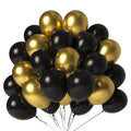 LYNSP Black & Gold Balloons 100 Pack - 12-Inch Metallic Chrome Latex for Parties