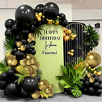 LYNSP Black & Gold Balloons 100 Pack - 12-Inch Metallic Chrome Latex for Parties