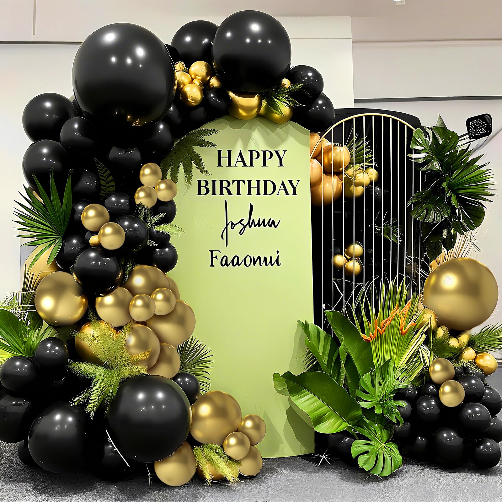 LYNSP Black & Gold Balloons 100 Pack - 12-Inch Metallic Chrome Latex for Parties