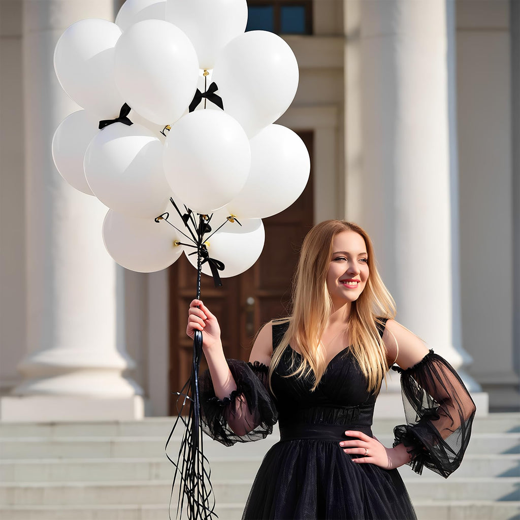 LYNSP White Latex Balloons - 100 Pack, 12 Inch for Weddings, Birthdays & Baby Showers