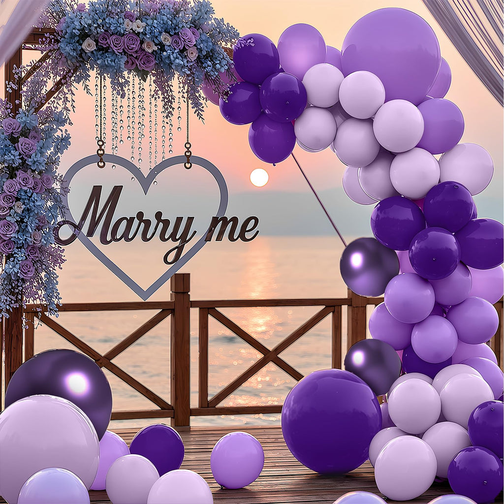 LYNSP Purple Balloons 100 Pack – 12in Lavender Lilac Metallic Chrome Party Decorations