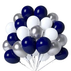 LYNSP Navy Blue White & Silver Balloons 100 Pack – 12 Inch Latex Party Balloons for Graduation, Birthday, Wedding