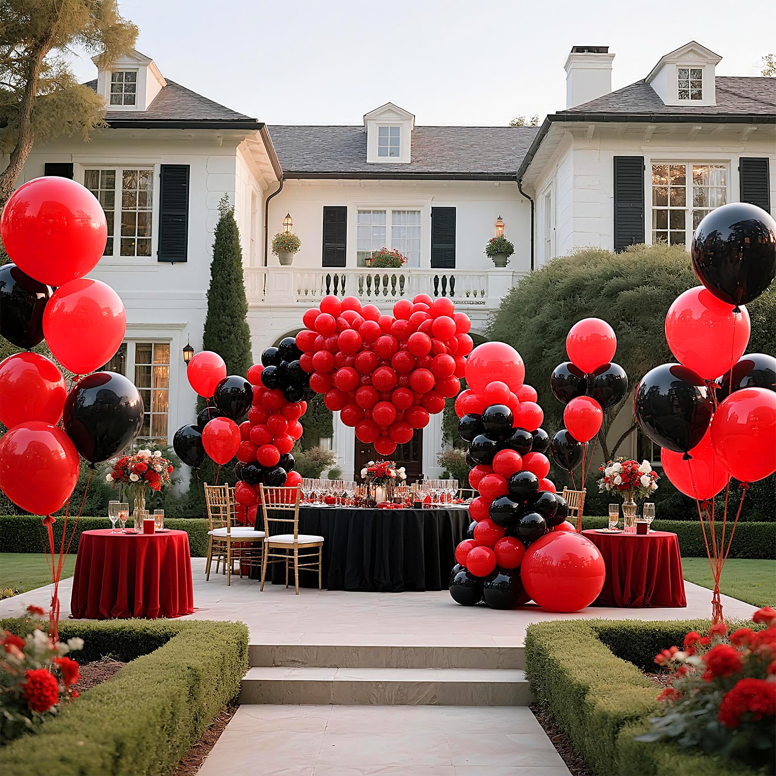 LYNSP Red & Black Balloons Pack – 100 Count, 12 inch Latex Balloons for Parties