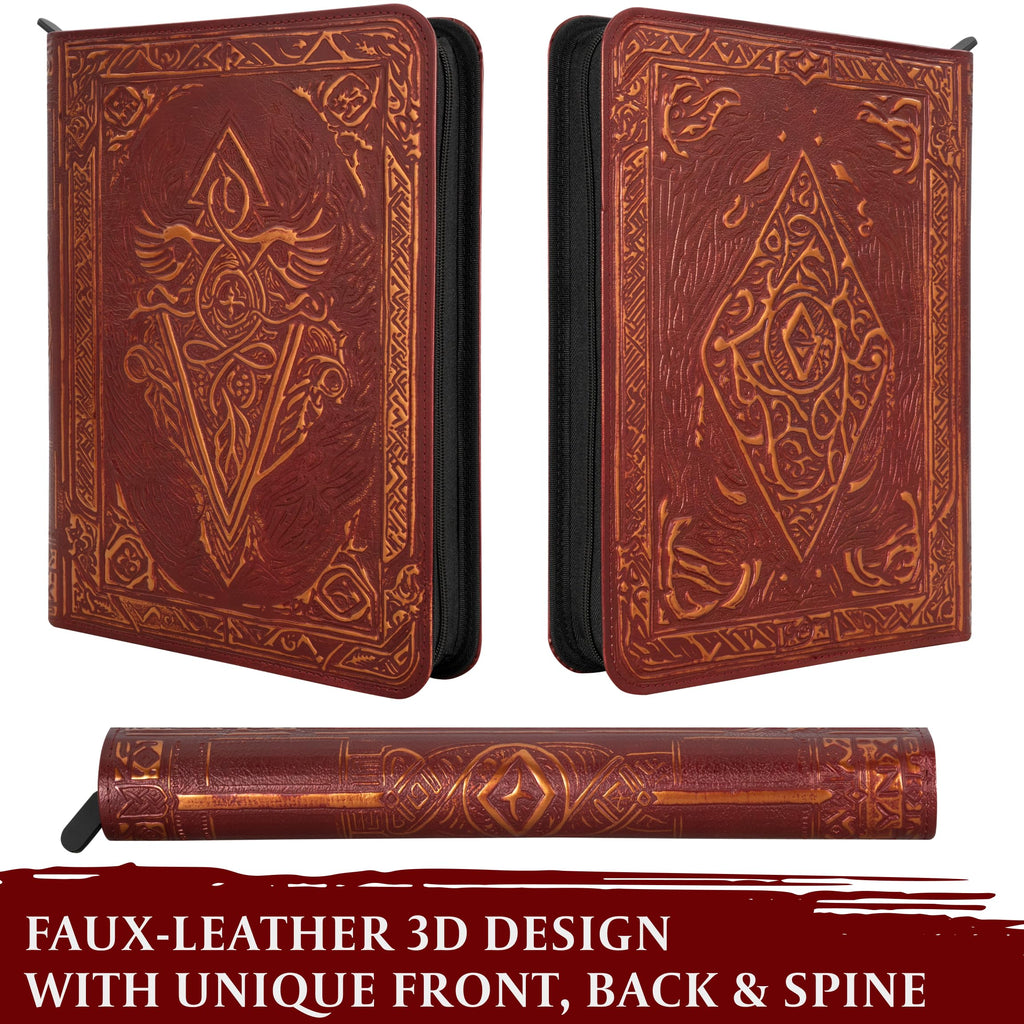 LYNX Trading Card Binder - 9-Pocket Zipper Album with 360 Side Loading | 3D PU Leather for MTG, Lorcana, Pokemon