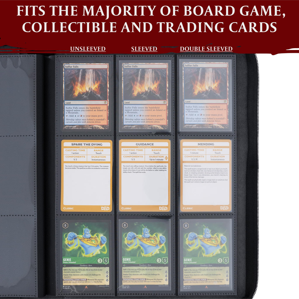 LYNX Trading Card Binder - 9-Pocket Zipper Album with 360 Side Loading | 3D PU Leather for MTG, Lorcana, Pokemon