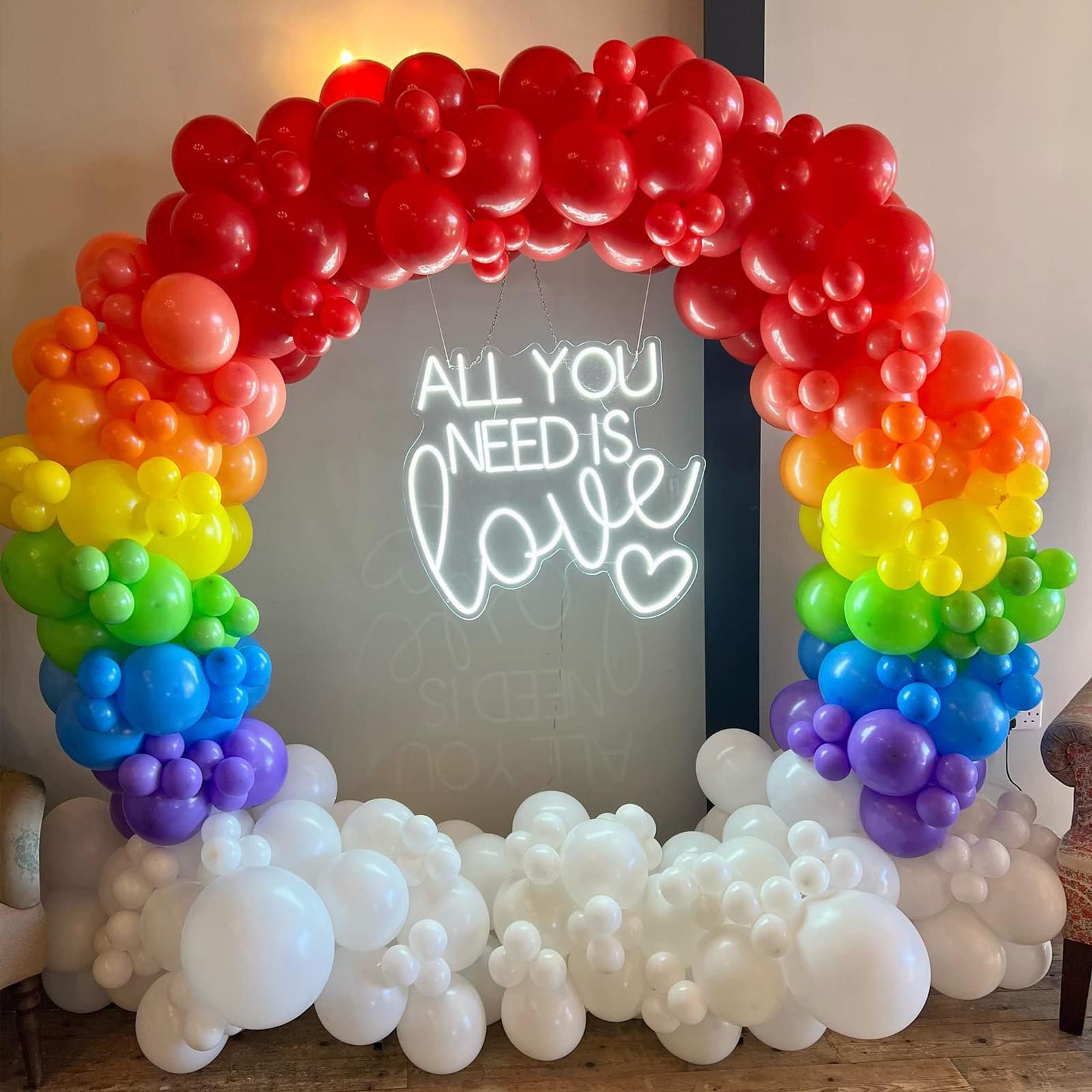 LYVEEF Rainbow Balloons Arch Kit - 175 Pcs Party Balloons in Assorted Colors