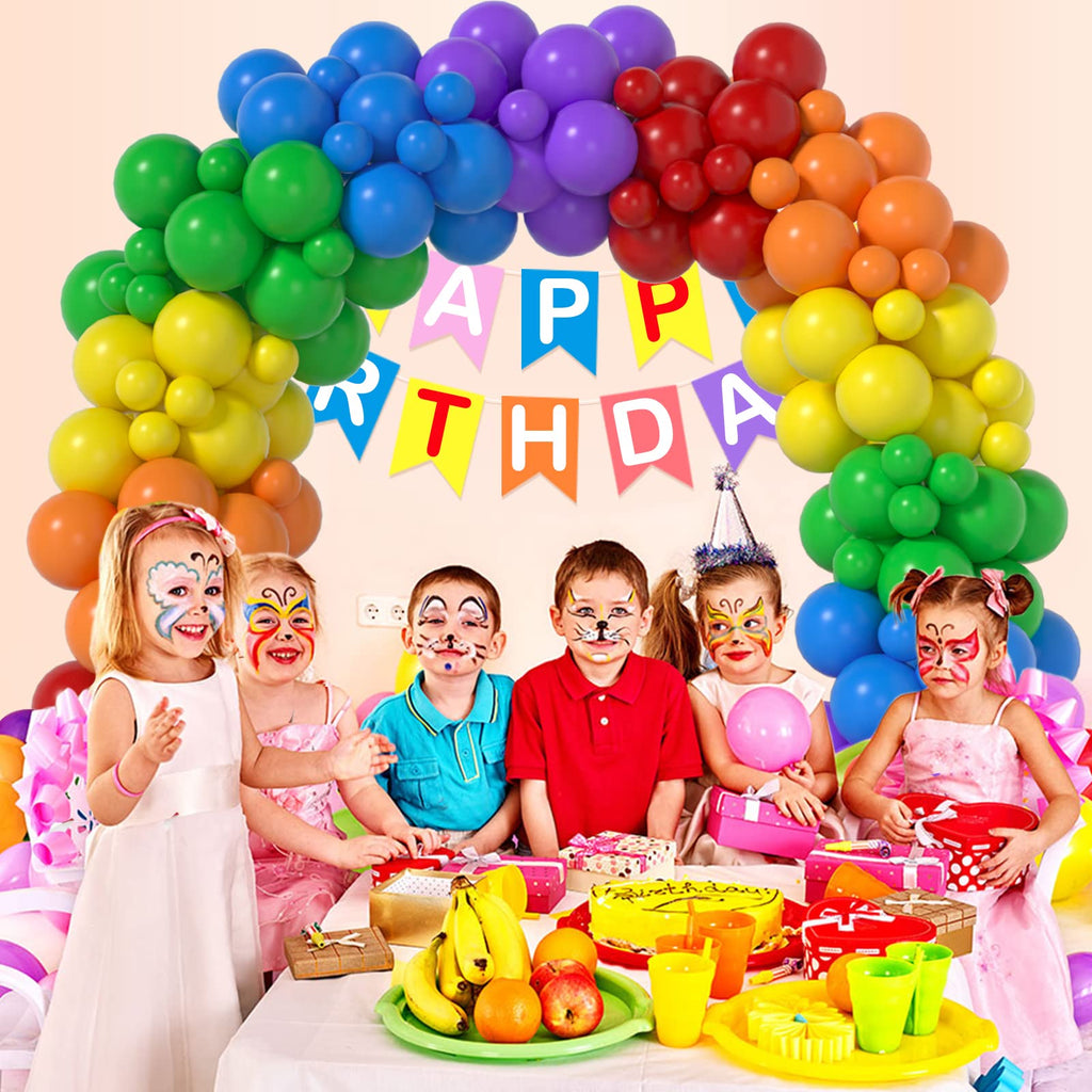 LYVEEF Rainbow Balloons Arch Kit - 175 Pcs Party Balloons in Assorted Colors