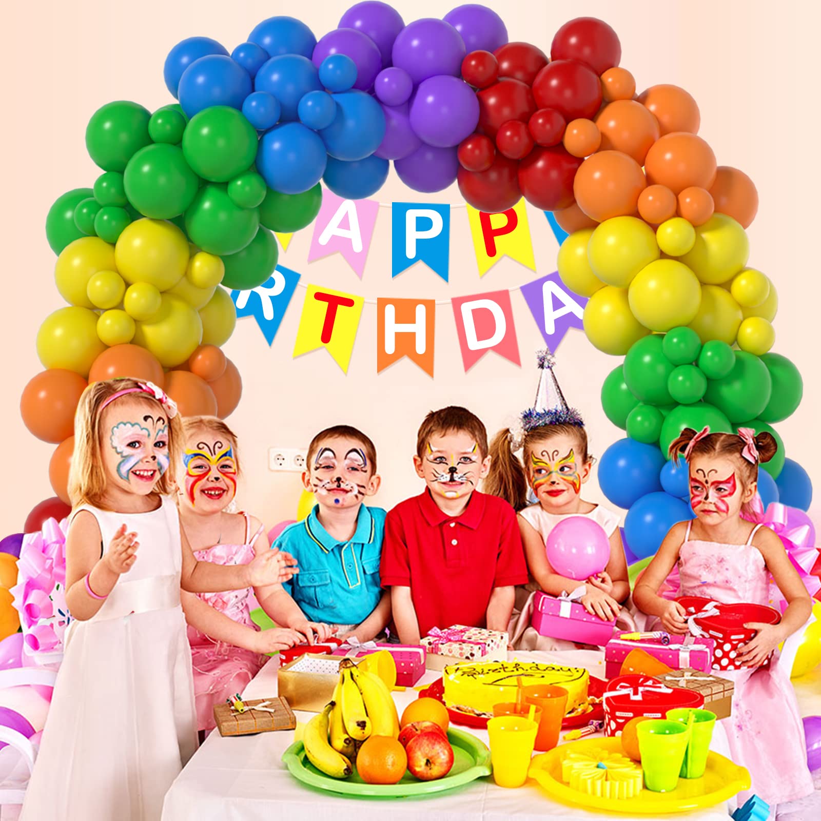 LYVEEF Rainbow Balloons Arch Kit - 175 Pcs Party Balloons in Assorted Colors