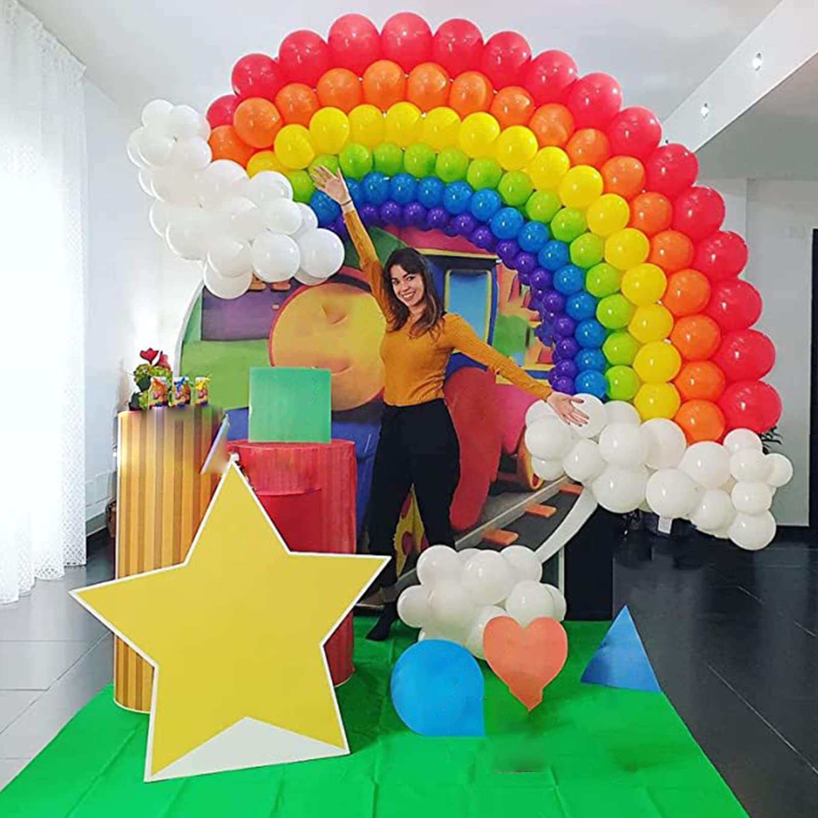 LYVEEF Rainbow Balloons Arch Kit - 175 Pcs Party Balloons in Assorted Colors