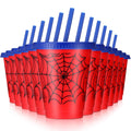Lzuhoa 12 Pcs Spider Cups 16 oz with Lids & Straws – Birthday Party Favors