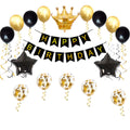 LZVPL Birthday Party Decorations Kit – Gold & Black Banner, Balloons & Crown