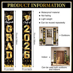 M AMFEOV Graduation Decorations 2026 Porch Banner – Class of 2026, Black & Gold