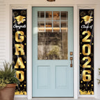 M AMFEOV Graduation Decorations 2026 Porch Banner – Class of 2026, Black & Gold