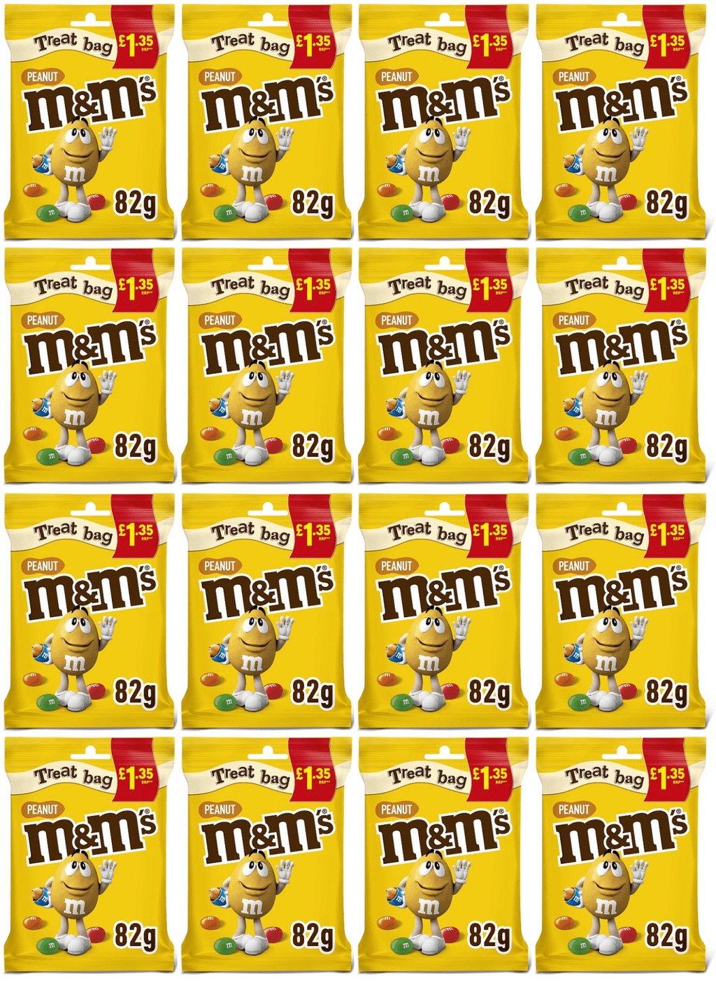 16 x M&m's Peanut Treat Bag - 82GM