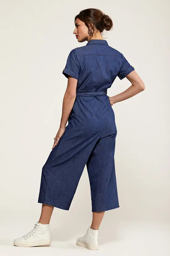 Yumi Blue Button Denim Jumpsuit