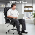 HOMCOM Big and Tall Office Chair 180kg with Spring Cushion, PU Leather - Black