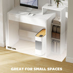 HOMCOM Desk with Storage, Computer Desk with 3 Open Shelves and Drawer, Workstation, Computer Table, White