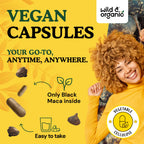 Wild & Organic Black Maca Root Capsules – 500 mg, 180 Count – Vegan, Non-GMO
