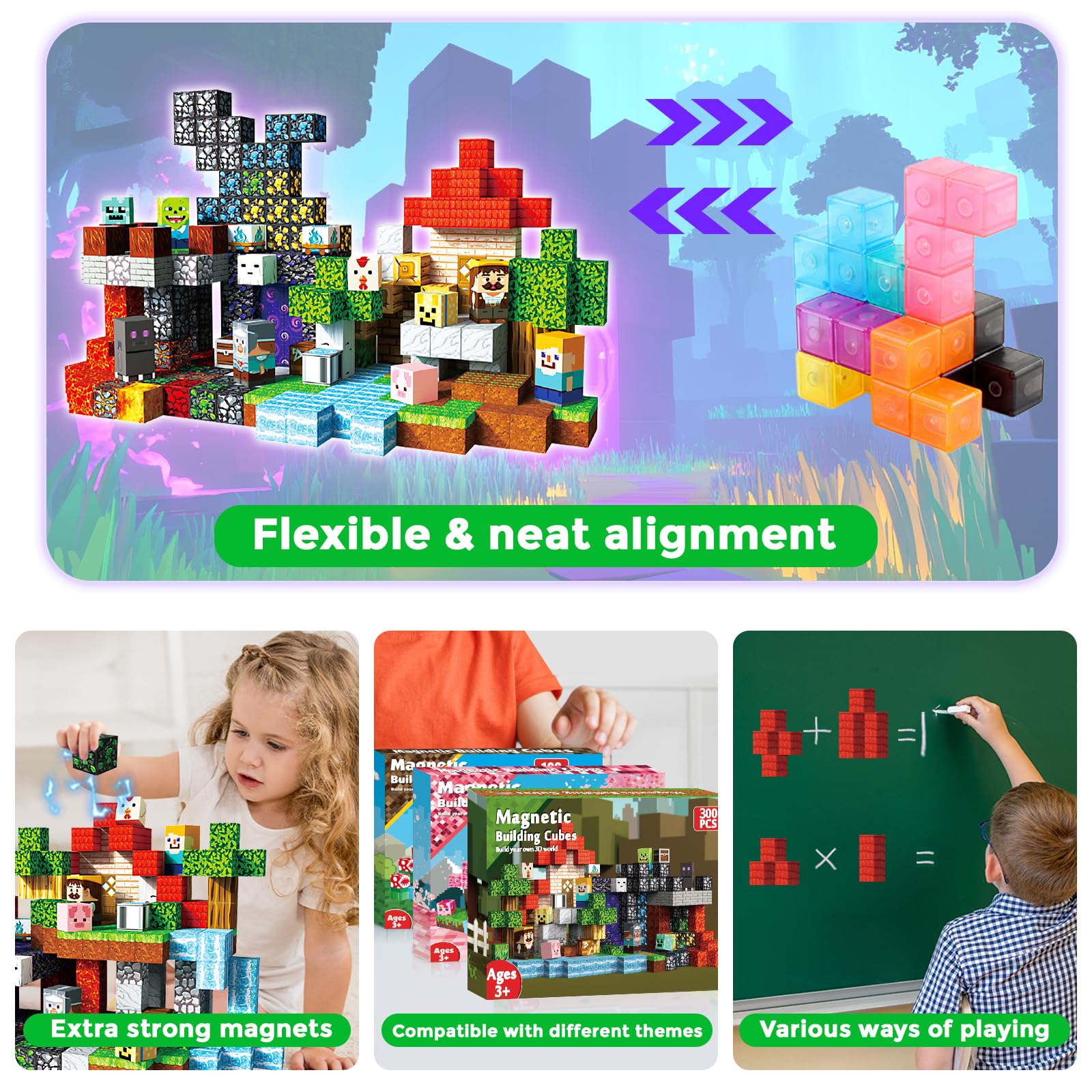 Magneverse 300 PCS 0.8in Magnetic Blocks – Portal Theme STEM Toys for Ages 3+