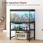 MAHANCRIS 40-50 Gallon Fish Tank Stand – 2-Tier Heavy-Duty Aquarium Rack, 36.2L x 18.9W x 24.4H in Black FTBK4001