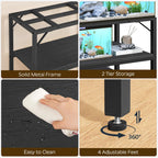 MAHANCRIS 40-50 Gallon Fish Tank Stand – 2-Tier Heavy-Duty Aquarium Rack, 36.2L x 18.9W x 24.4H in Black FTBK4001