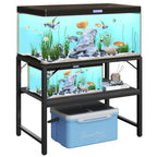 MAHANCRIS 40-50 Gallon Fish Tank Stand – 2-Tier Heavy-Duty Aquarium Rack, 36.2L x 18.9W x 24.4H in Black FTBK4001