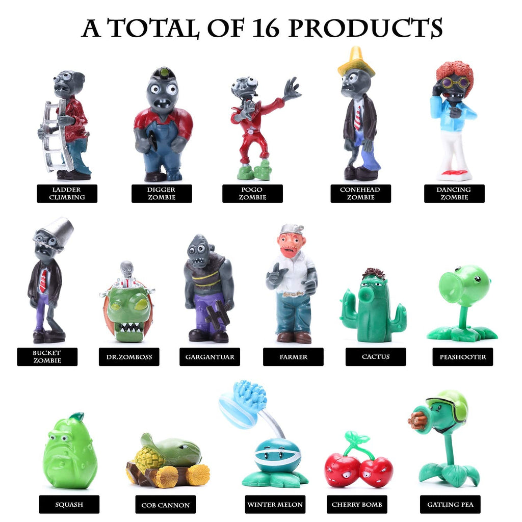 Maikerry 16Pcs PVZ Figures – Plants vs Zombies Cupcake Toppers & Decor Toys