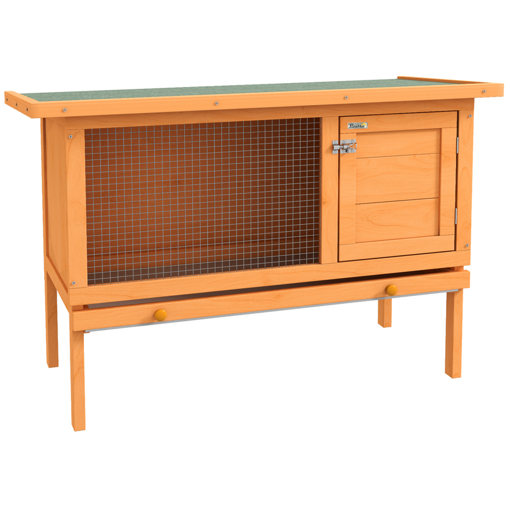 Rabbit Hutch Bunny Cage Guinea Pig Elevated House Wood Outdoor Garden Pawhut