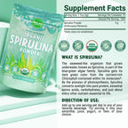 MAJU Organic Spirulina Powder (2 lb) – Jumbo Size, Non-GMO, Vegan, Gluten-Free