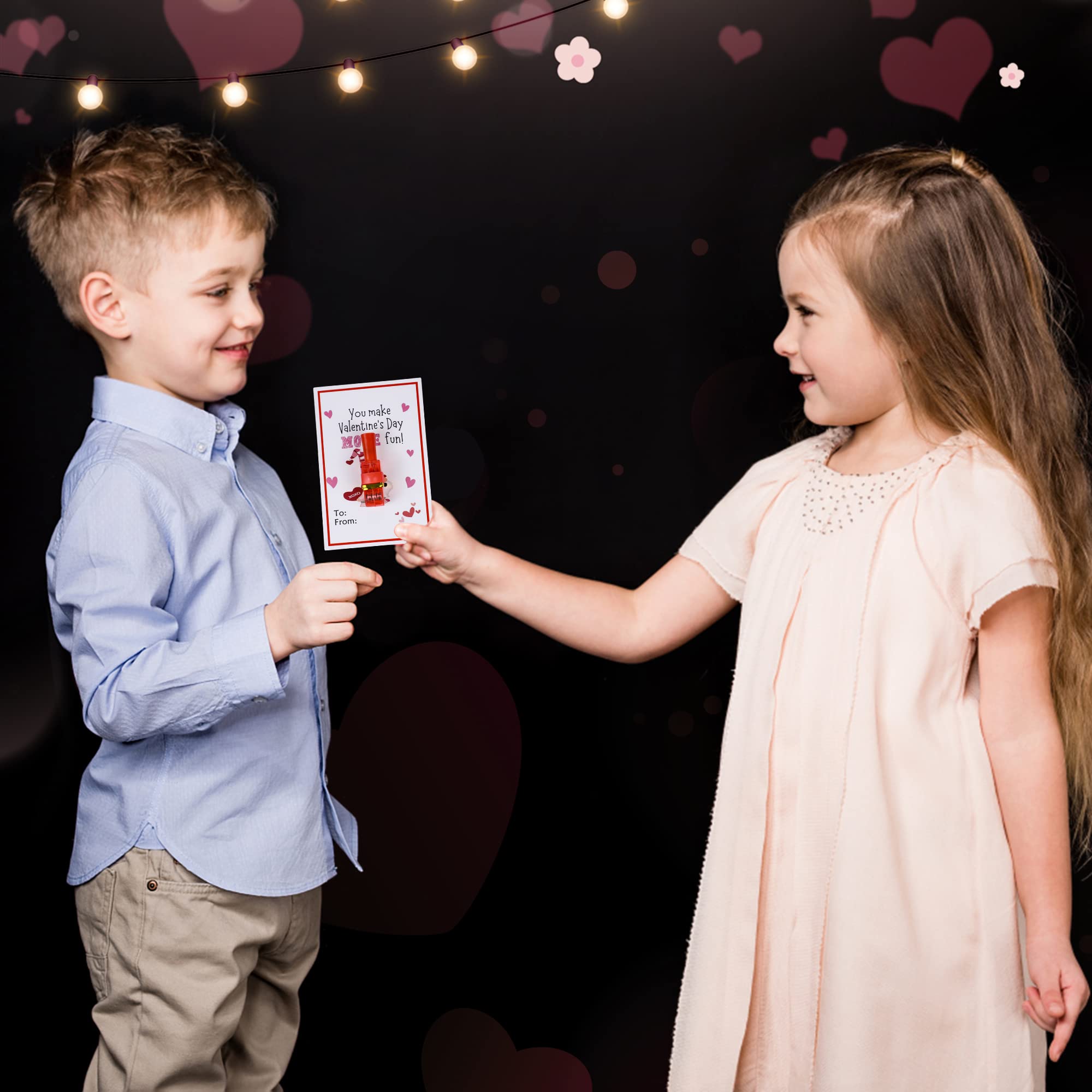 Malhaii 28-Pack Finger Lights Valentines Cards – Non-Food Classroom Party Favors