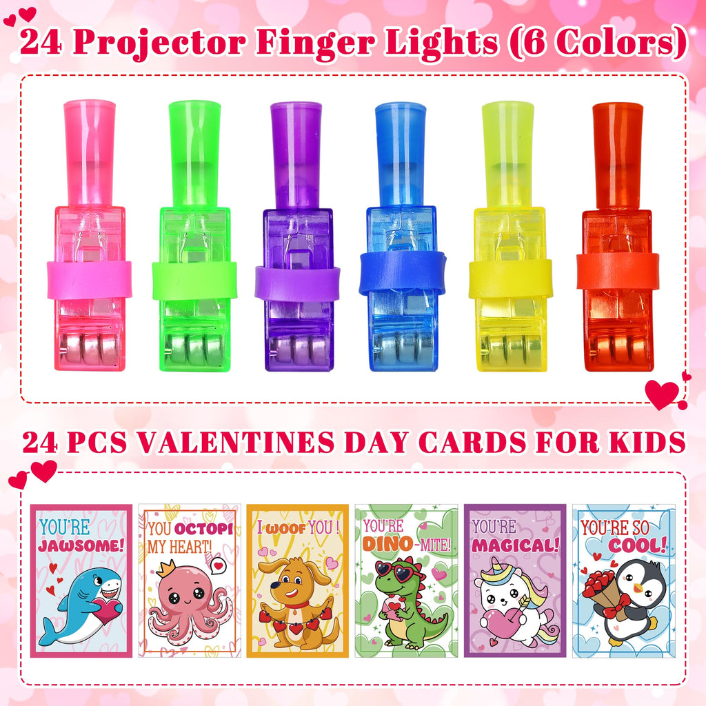 Malhaii 24 Pack Finger Lights Valentines Cards – Classroom Gifts & Party Favors