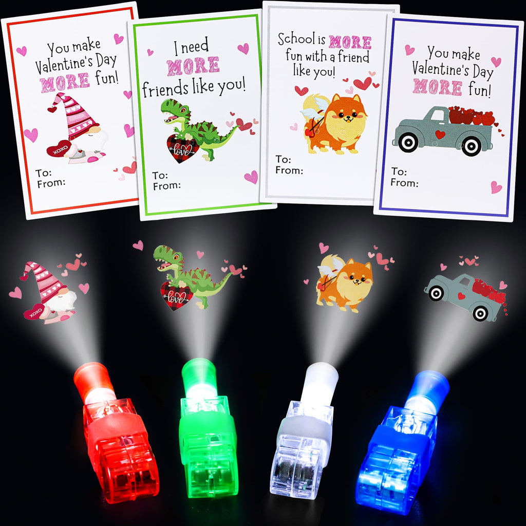 Malhaii 28-Pack Finger Lights Valentines Cards – Non-Food Classroom Party Favors