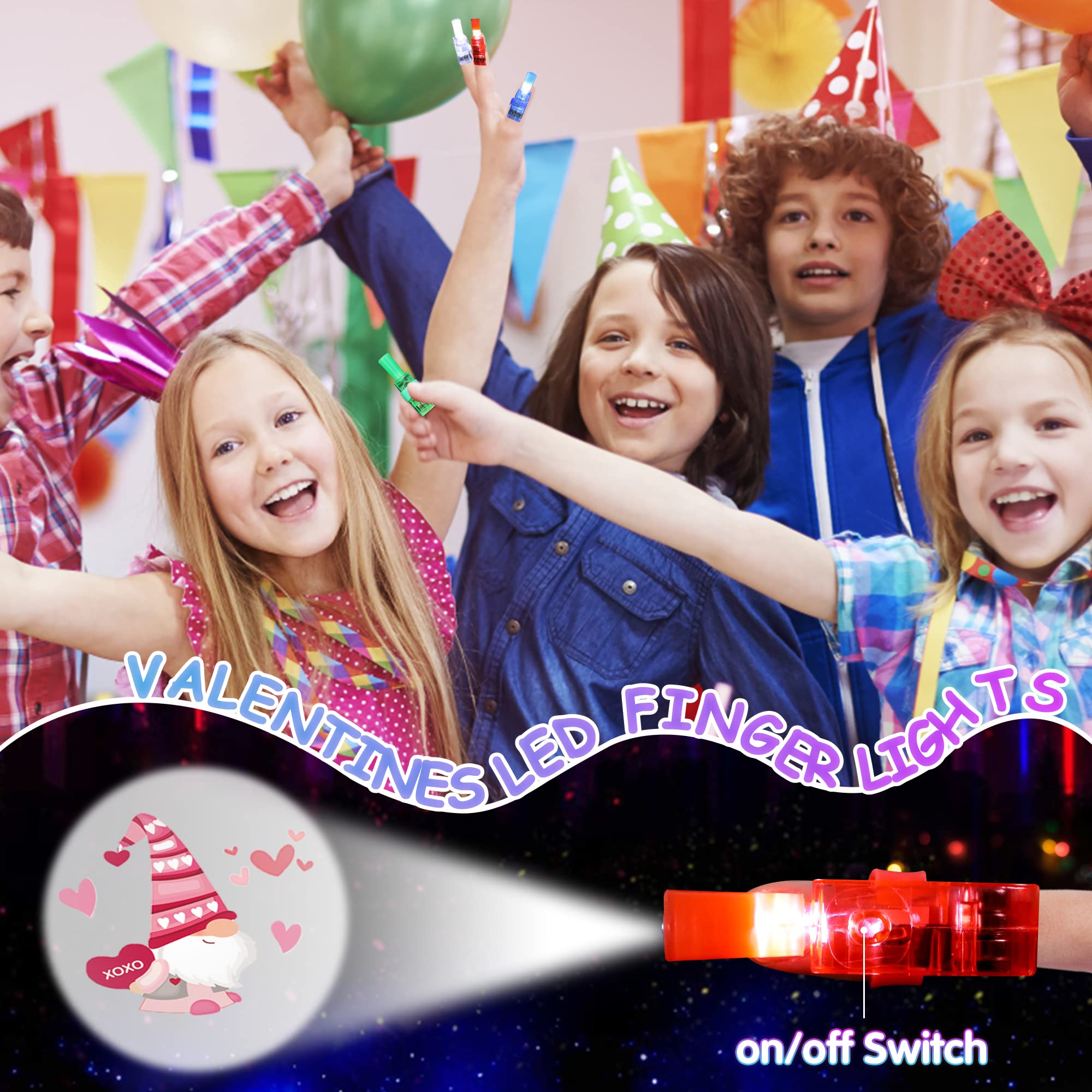 Malhaii 28-Pack Finger Lights Valentines Cards – Non-Food Classroom Party Favors