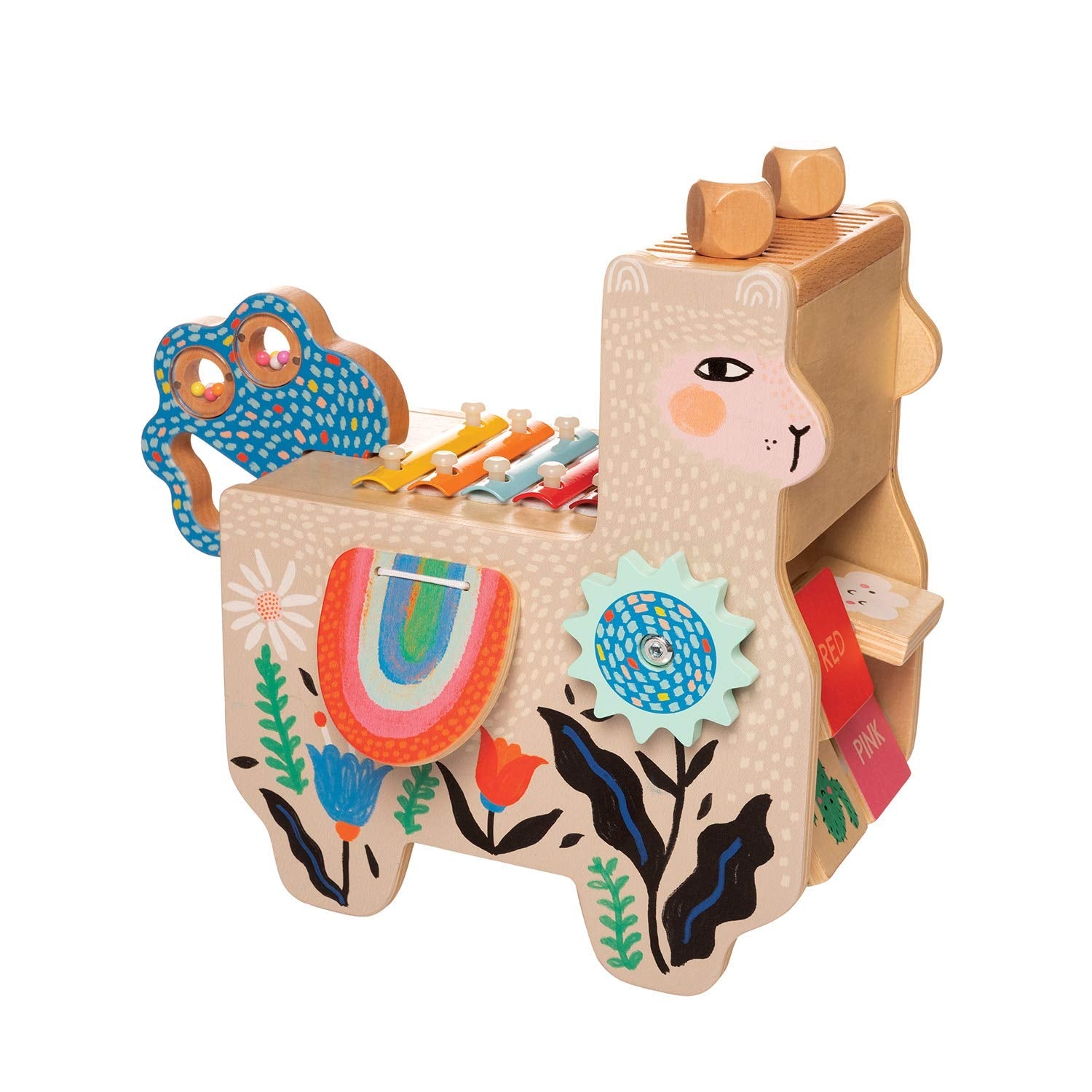 Manhattan Toy Musical Lili Llama – Wooden Toddler Instrument with Xylophone, Maraca Tail & More