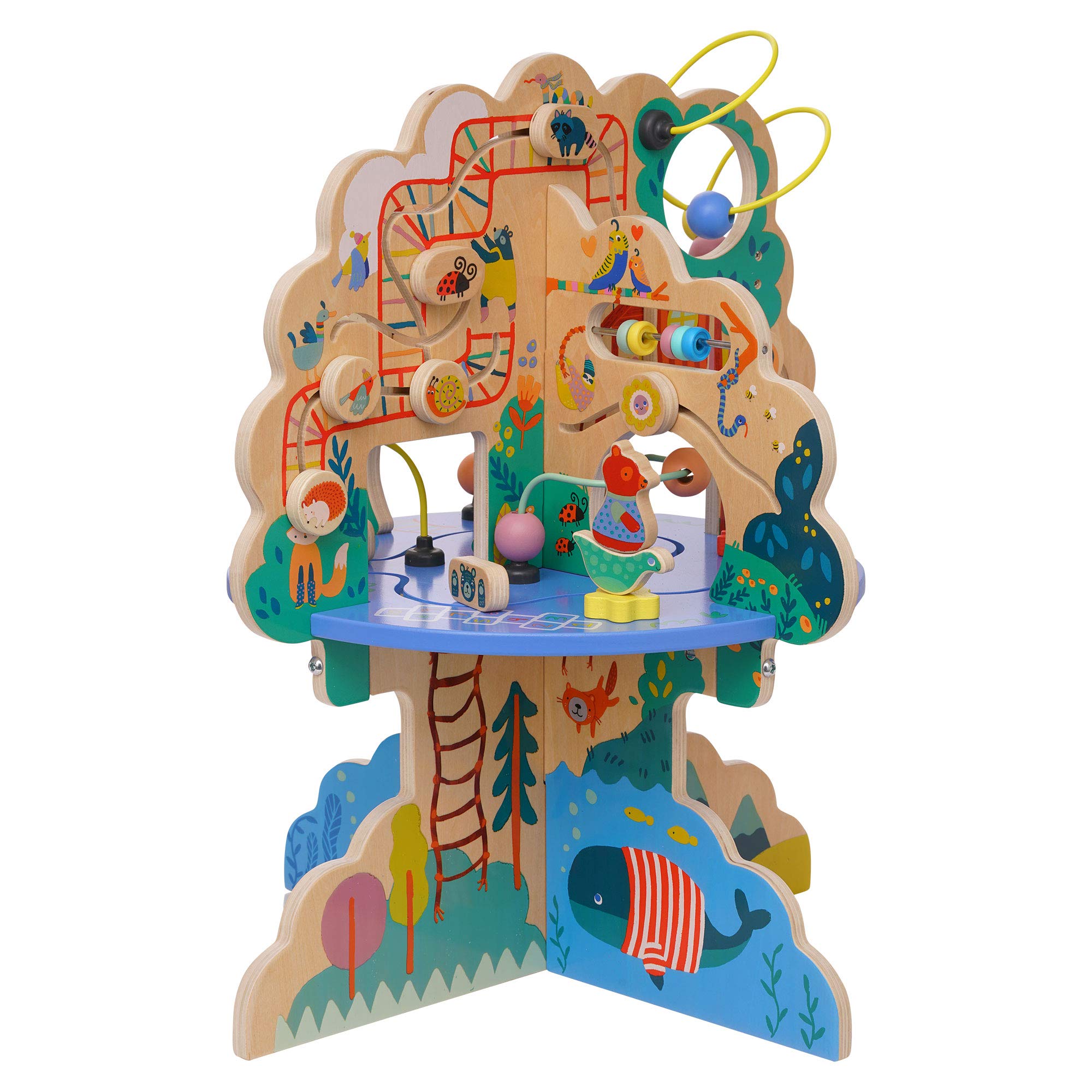 Manhattan Toy Playground Adventure: Wooden Toddler Activity Center with Gliders, Abacus Track & Spinners