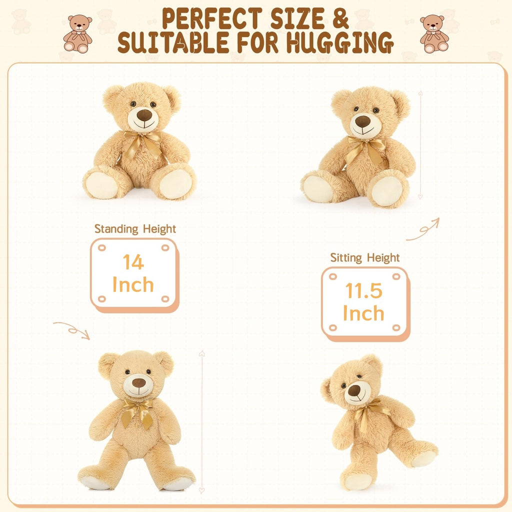 MaoGoLan 15 Pack Teddy Bears Bulk — 14-Inch Plush Toys for Baby Showers, Weddings & Party Decor